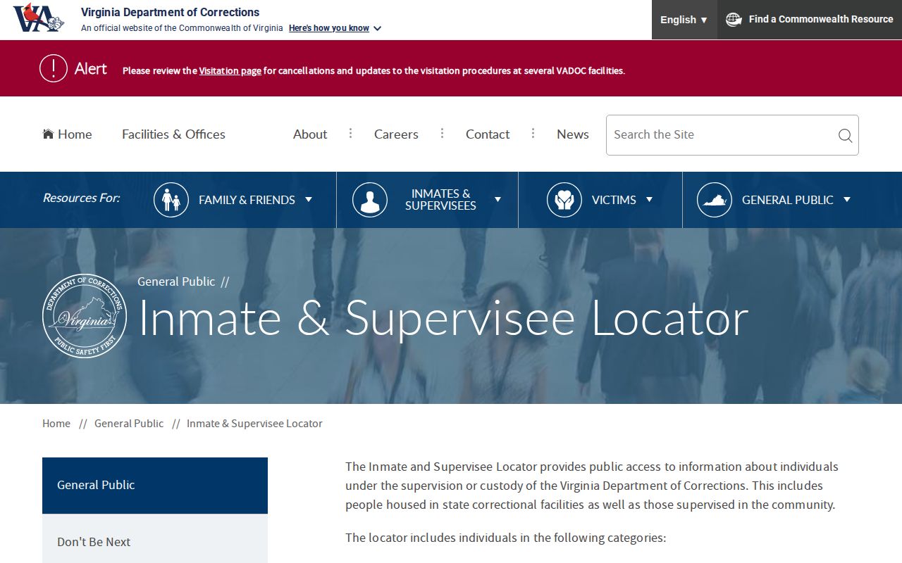 Pittsylvania County state-custody search through the Virginia Department of Corrections locator